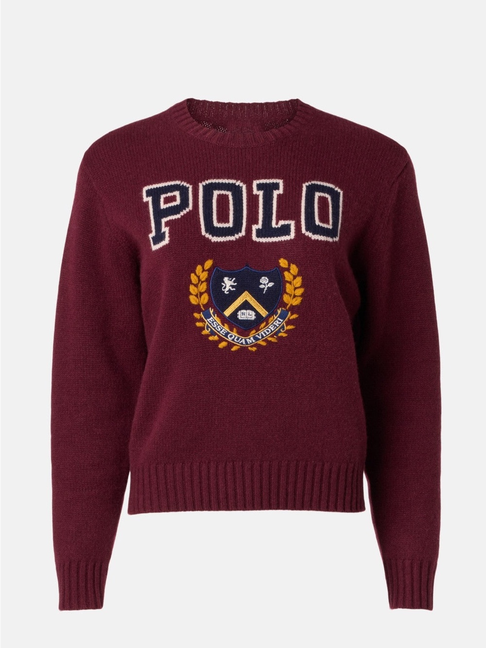 Polo Crest Crewneck Sweater — Burgundy
